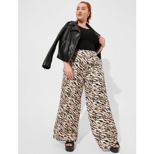 Pull-On Super Wide Leg Streaky Satin High-Rise Pant